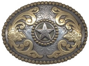 Star buckle in gold and silver color oval buckle